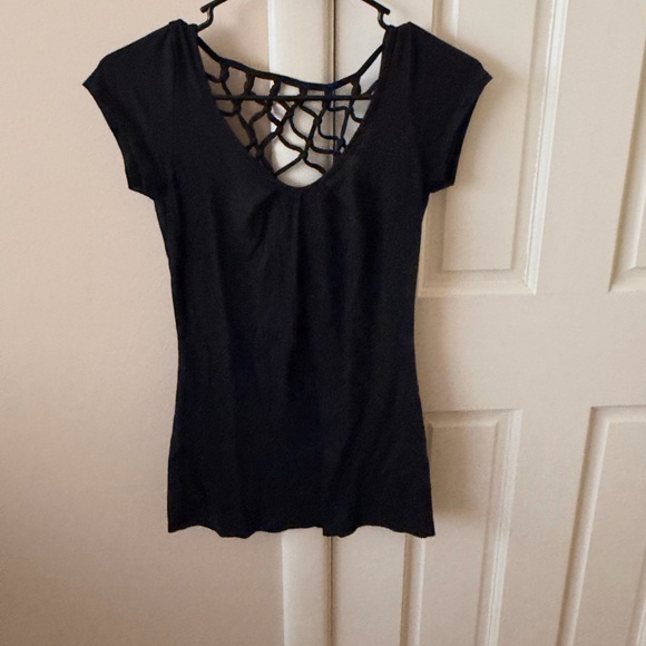 Tops - Elegant Black Women's Top with Unique Back Design